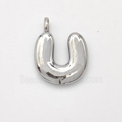 Copper Letter-U Pendant Platinum Plated