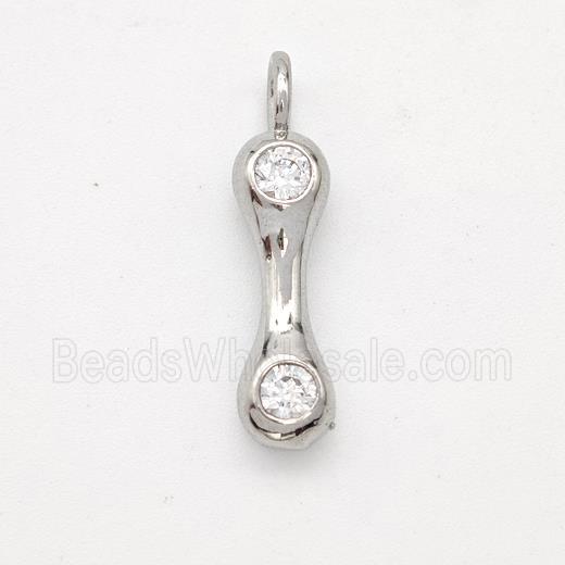 Copper Letter-I Pendant Pave Zirconia Platinum Plated