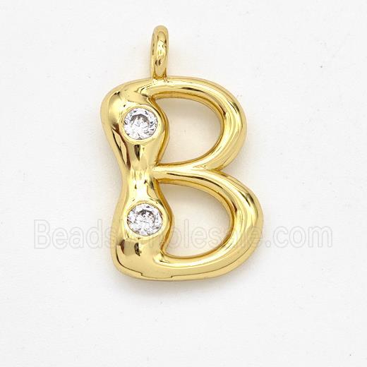 Copper Letter-B Pendant Pave Zirconia Gold Plated