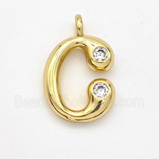 Copper Letter-C Pendant Pave Zirconia Gold Plated