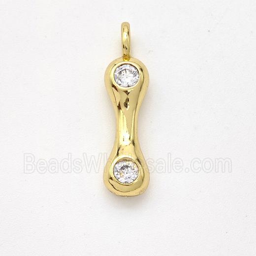Copper Letter-I Pendant Pave Zirconia Gold Plated