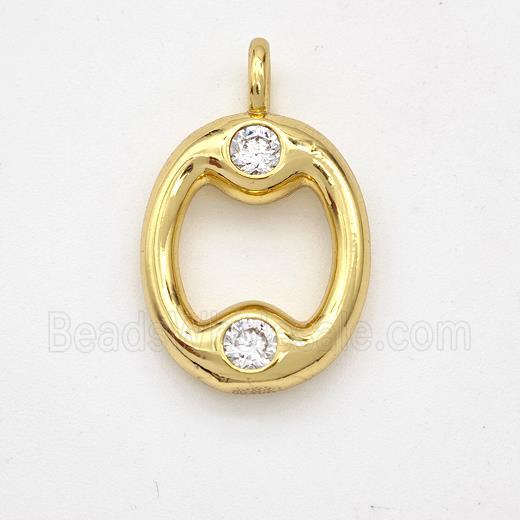 Copper Letter-O Pendant Pave Zirconia Gold Plated