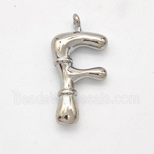 Copper Letter-F Pendant Platinum Plated