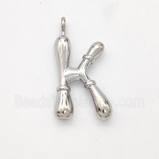 Copper Letter-K Pendant Platinum Plated