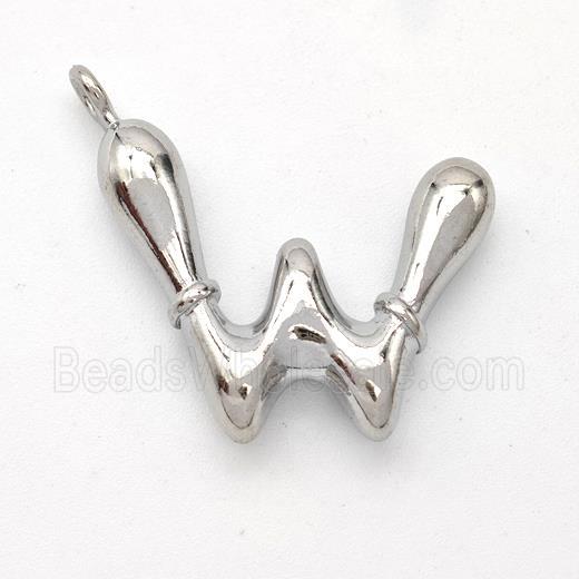 Copper Letter-W Pendant Platinum Plated