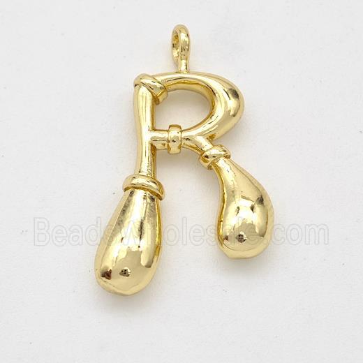 Copper Letter-R Pendant Gold Plated