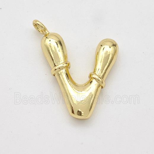 Copper Letter-V Pendant Gold Plated