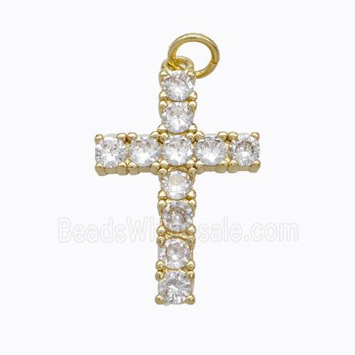 Copper Cross Pendant Pave Zirconia Gold Plated