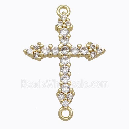 Copper Cross Connector Pave Zirconia Gold Plated