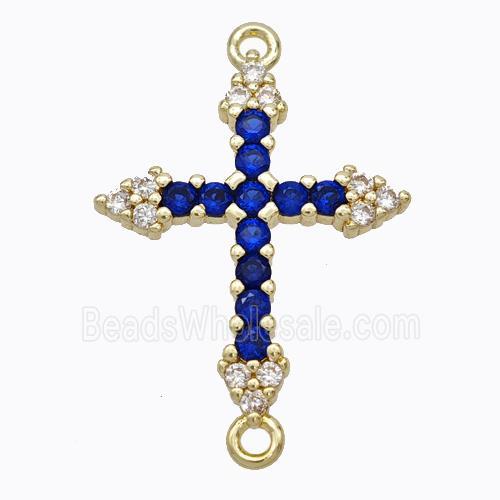 Copper Cross Connector Pave Zirconia Gold Plated