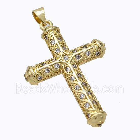 Copper Cross Pendant Pave Zirconia Gold Plated