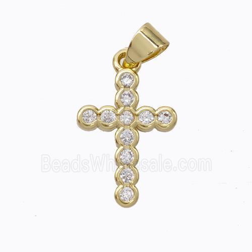 Copper Cross Pendant Micropave Zirconia Gold Plated