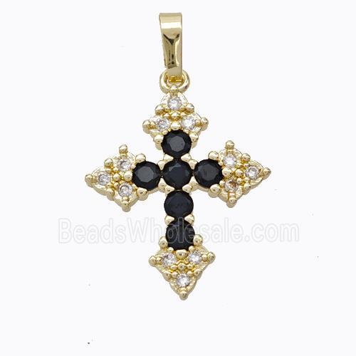 Copper Cross Pendant Micropave Zirconia Gold Plated