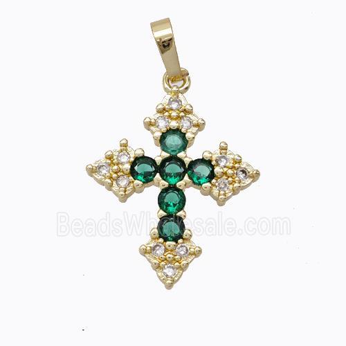 Copper Cross Pendant Micropave Zirconia Gold Plated