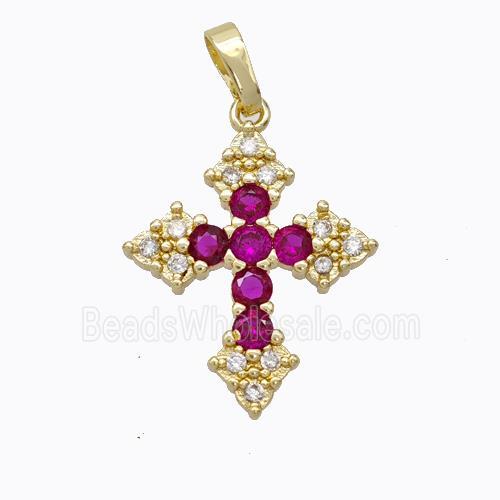 Copper Cross Pendant Micropave Zirconia Gold Plated