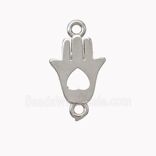 Copper Hamsahand Connector Heart Platinum Plated