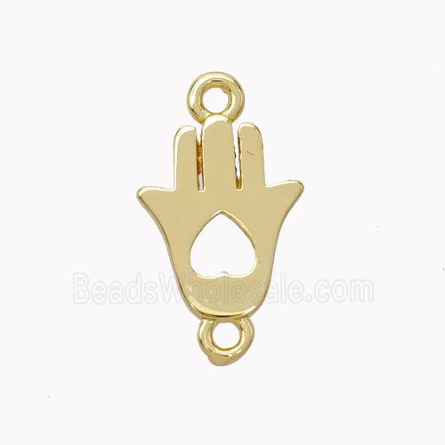 Copper Hamsahand Connector Heart Gold Plated