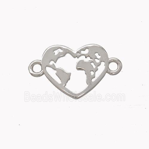 Copper Heart Connector Earthmap Platinum Plated