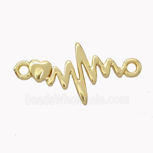 Cardiogram Charms Copper Connector Gold Plated