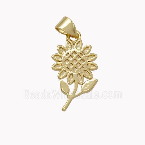 Copper Sunflower Pendant Gold Plated