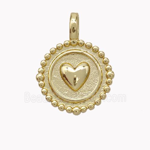 Copper Heart Pendant Circle Gold Plated