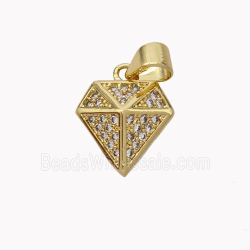 Copper Diamond Pendant Micropave Zirconia Gold Plated