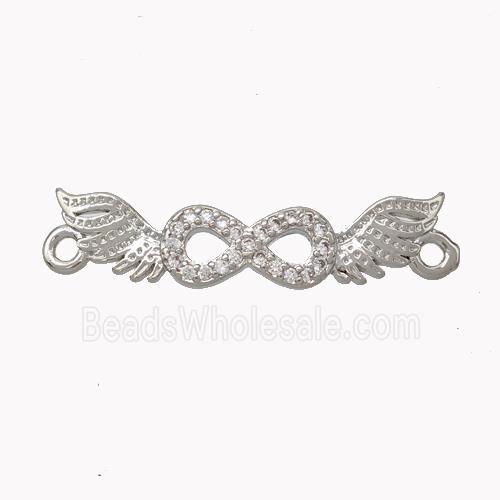 Copper Angelwings Connector Pave Zirconia Infinity Platinum Plated