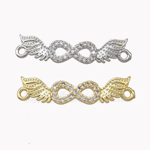 Copper Angelwings Connector Pave Zirconia Infinity Mixed