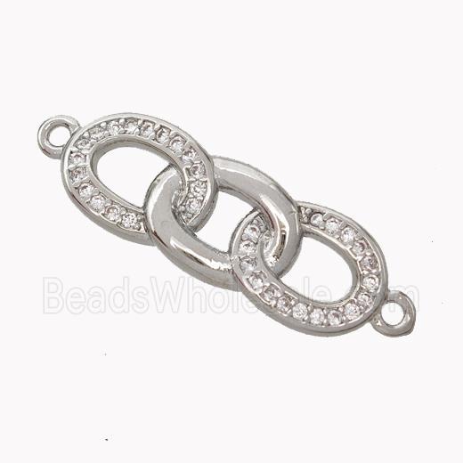 Copper Links Connector Micropave Zirconia Platinum Plated