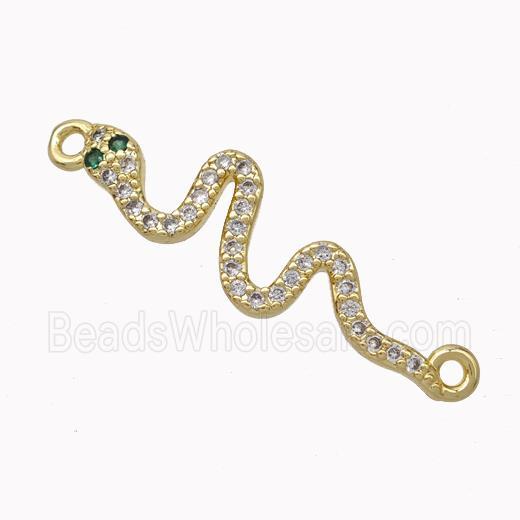 Copper Snake Connector Pave Zirconia Gold Plated