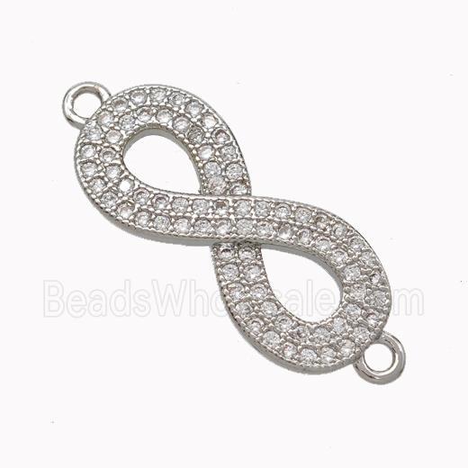 Copper Infinity Connector Micropave Zirconia Platinum Plated