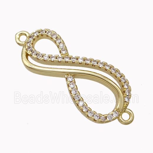 Copper Infinity Connector Micropave Zirconia Gold Plated