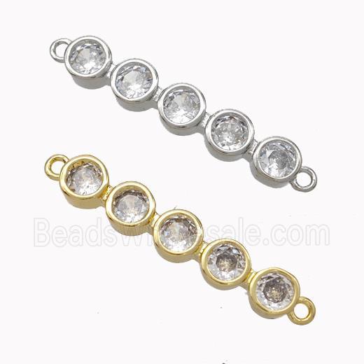 Copper Stick Connector Pave Zirconia Curving Mixed