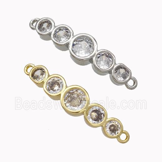 Copper Stick Connector Pave Zirconia Curving Mixed