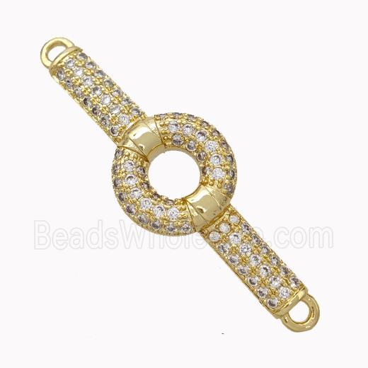 Wristwatch Charms Copper Connector Micropave Zirconia Curving Gold Plated