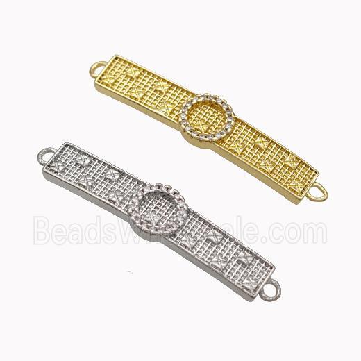 Wristwatch Charms Copper Connector Micropave Zirconia Curving Mixed