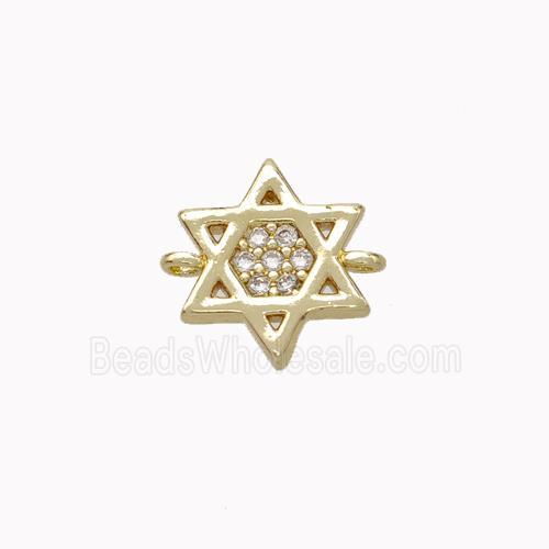 Copper Davidstar Connector Micropave Zirconia Gold Plated