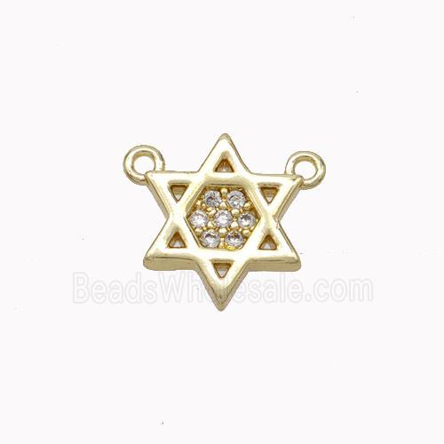 Copper Davidstar Pendant Micropave Zirconia Gold Plated