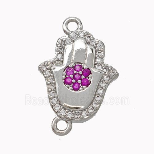 Copper Hamsahand Pendant Micropave Zirconia Platinum Plated