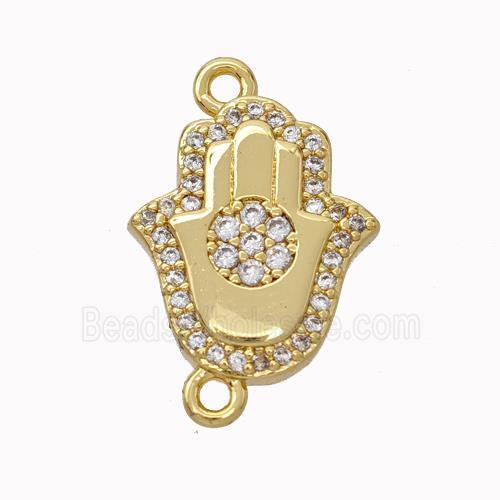 Copper Hamsahand Pendant Micropave Zirconia Gold Plated