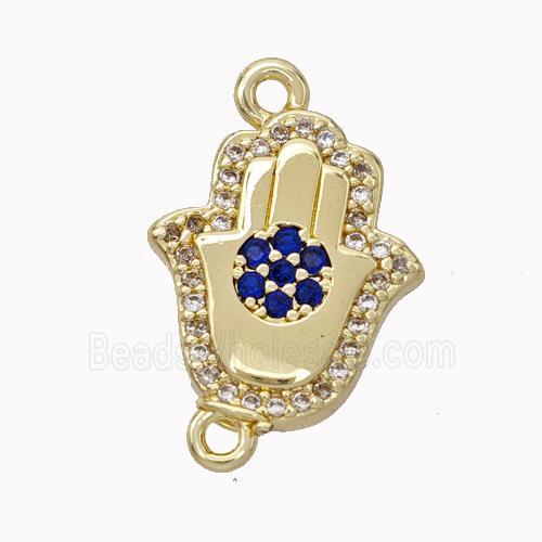 Copper Hamsahand Pendant Micropave Zirconia Gold Plated