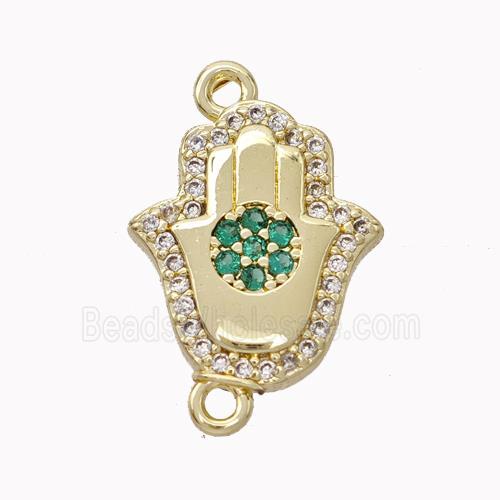 Copper Hamsahand Pendant Micropave Zirconia Gold Plated