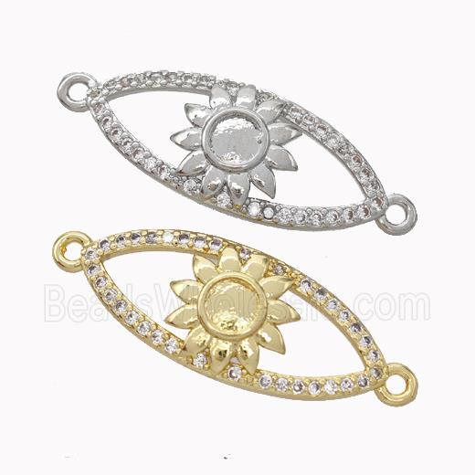 Copper Eye Connector Micropave Zirconia Sunflower Mixed