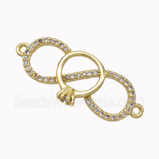 Copper Infinity Connector Micropave Zirconia Gold Plated