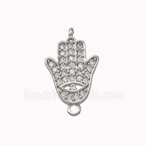 Copper Hamsahand Connector Micropave Zirconia Platinum Plated
