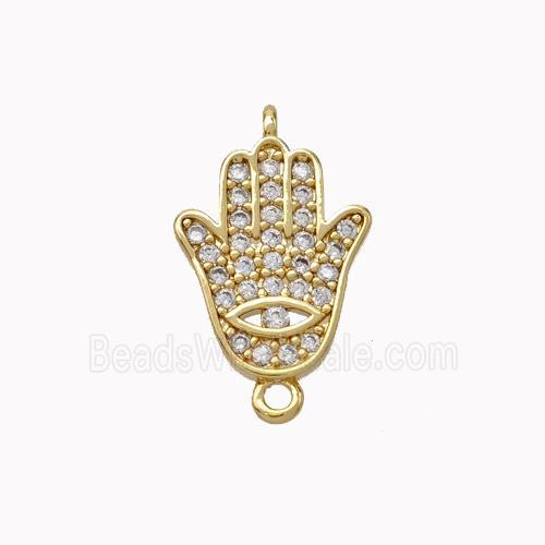 Copper Hamsahand Connector Micropave Zirconia Gold Plated