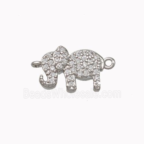 Copper Elephant Connector Micropave Zirconia Platinum Plated