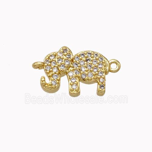 Copper Elephant Connector Micropave Zirconia Gold Plated