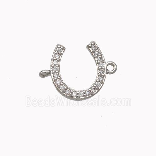 Copper Horseshoe Connector Micropave Zirconia Platinum Plated