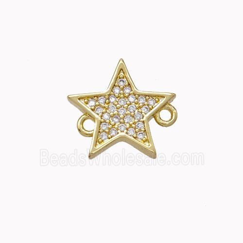 Copper Star Connector Micropave Zirconia Gold Plated